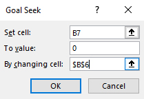 Goal Seek Popup Box