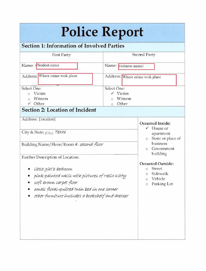 A crime scene report.